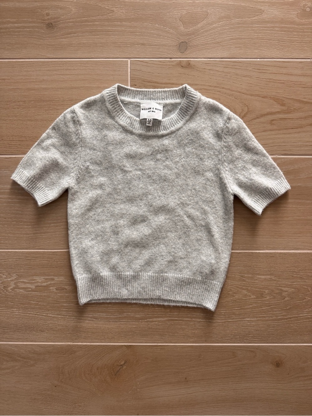 Kids Short-Sleeve Crewneck Sweater in Light Gray